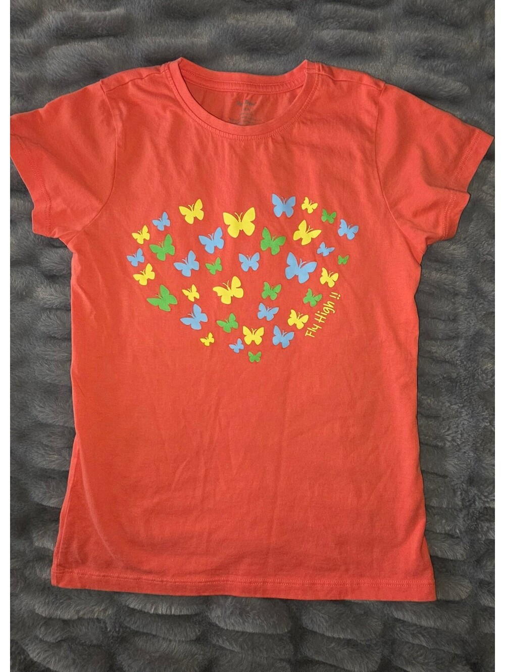 My Bow Girls Coral Butterfly Heart Graphic T Shirt